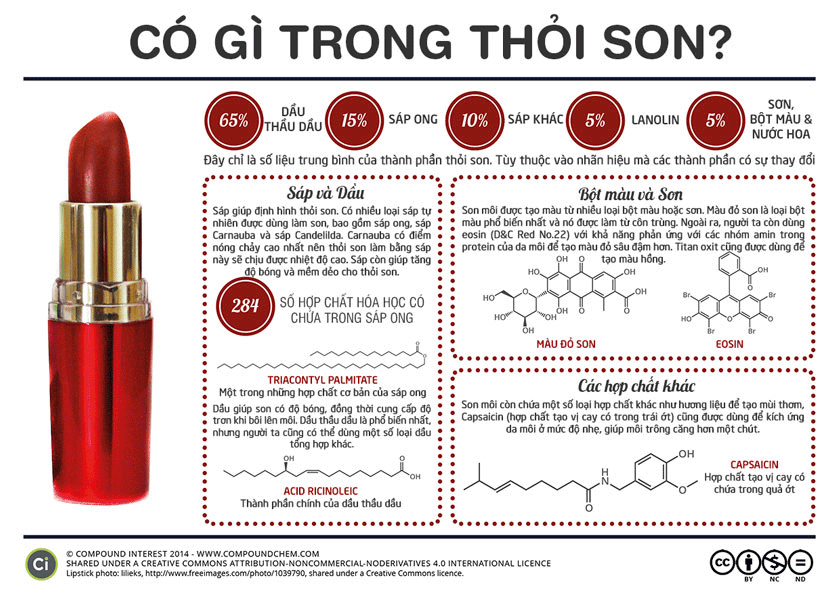 Các thành phần cơ bản trong gia công son môi